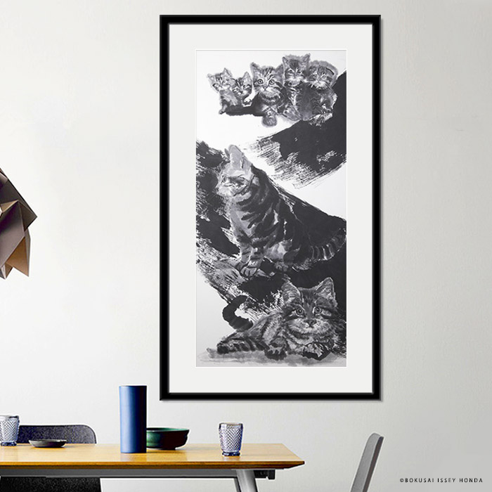 楽天市場】【2/20 限定クーポン】 本田一誠 猫水墨画【夢】縦長 モダン