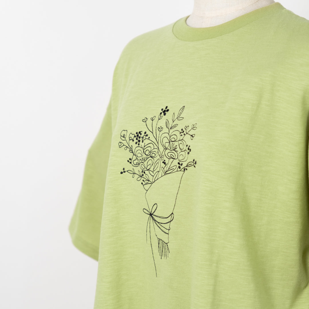 ブーケ線画刺しゅうチュニックTシャツ – to blossom