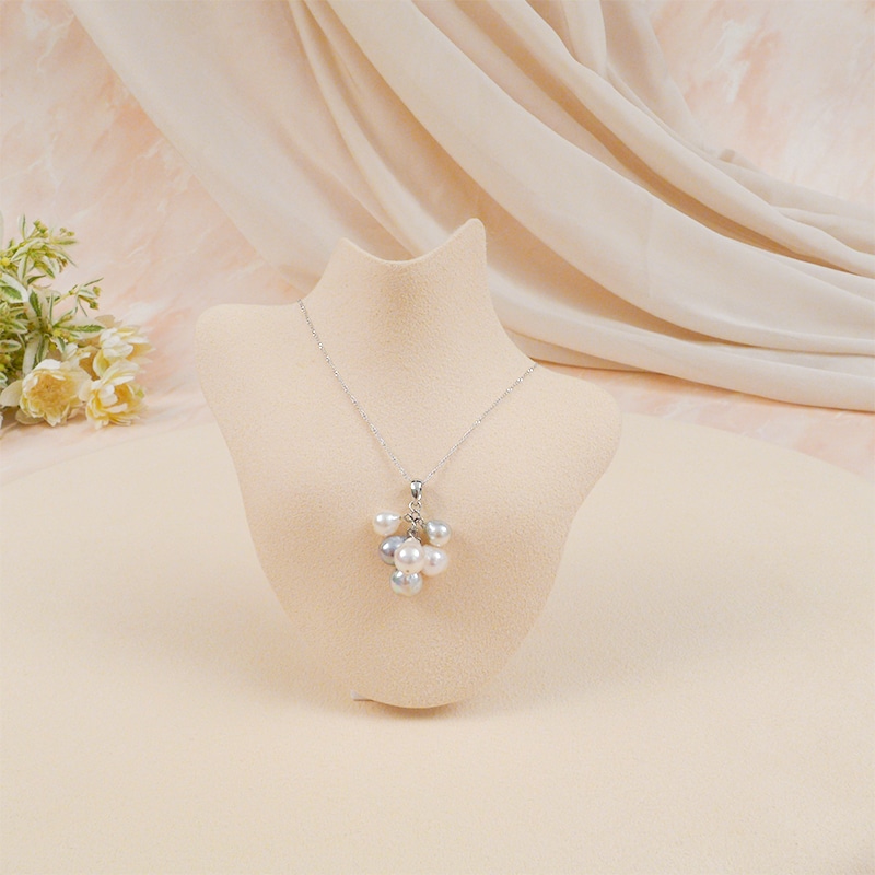 伊勢志摩産本真珠2点セット葡萄ペンダント付（8-8.5mm/グレー