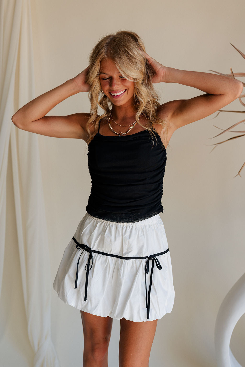 Nina Bow Detail Mini Skirt - Lizard Thicket