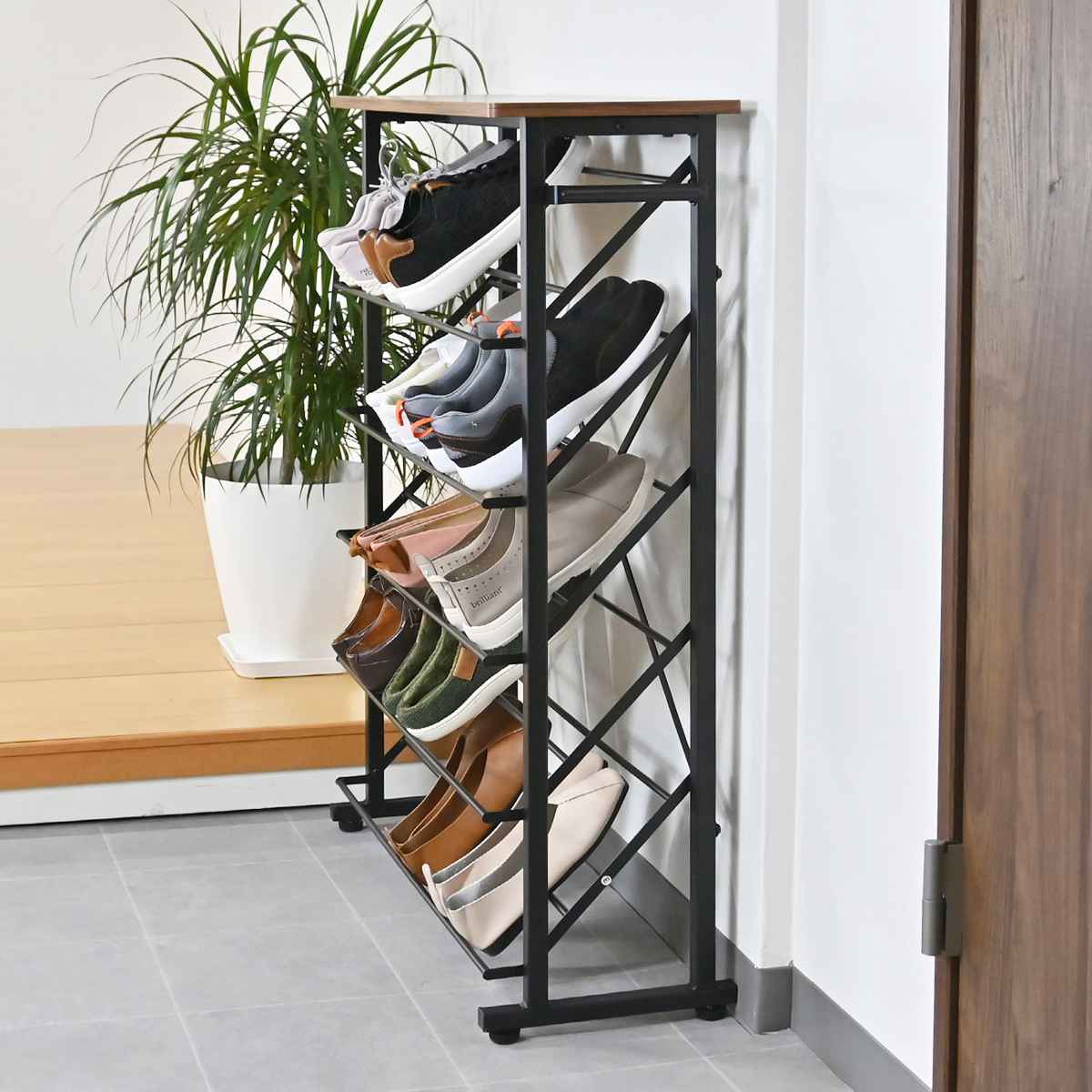 シューズラック 幅75.5cm 5段 ワイドタイプ（ 靴 収納 下駄箱 スリム