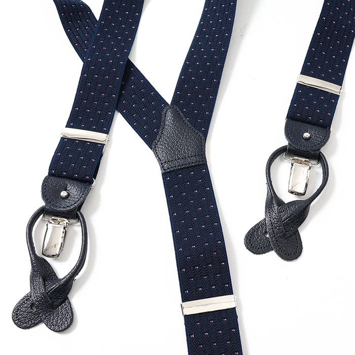 高級ライン】 THURSTON ネイビー ドットサスペンダー THURSTON