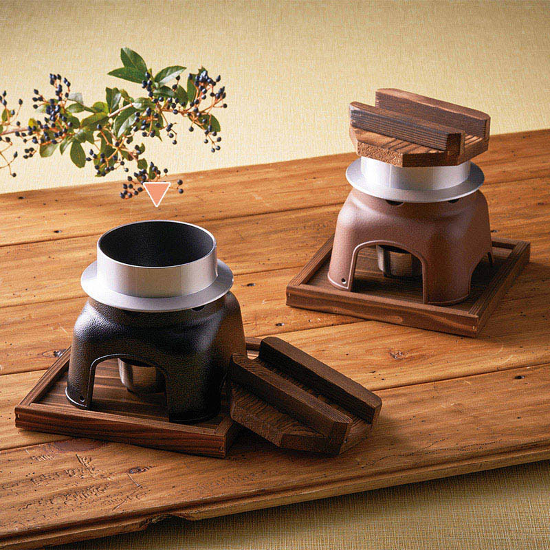 マイン お釜かまどセット 木製蓋・敷板付 小 黒 M10-229 1セット（ご