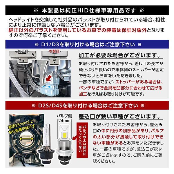 ☆只今SALE開催中！ 純正HID用 LED化キット 加工なし D1S D2S D2R D3S