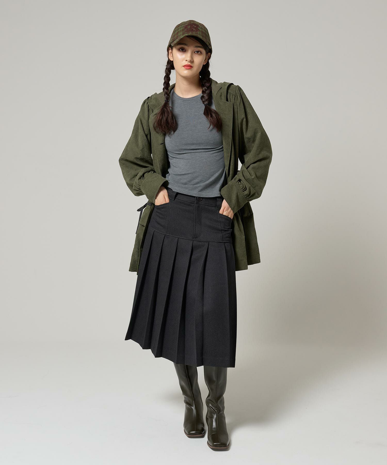 ストール付き フーディーコート TINA：JOJUN 全2色｜tnj131-0892【3