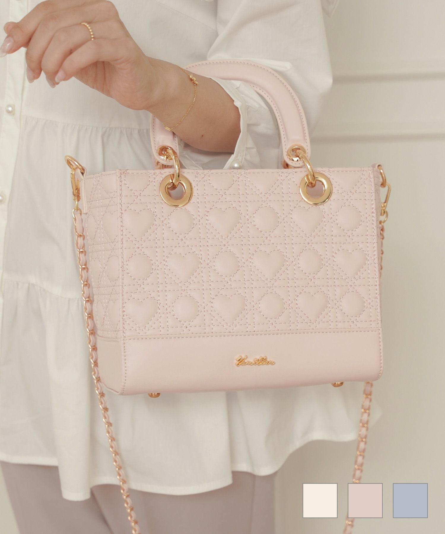 オリジナル ハートキルティング ハンドバッグ le reve vaniller 全3色