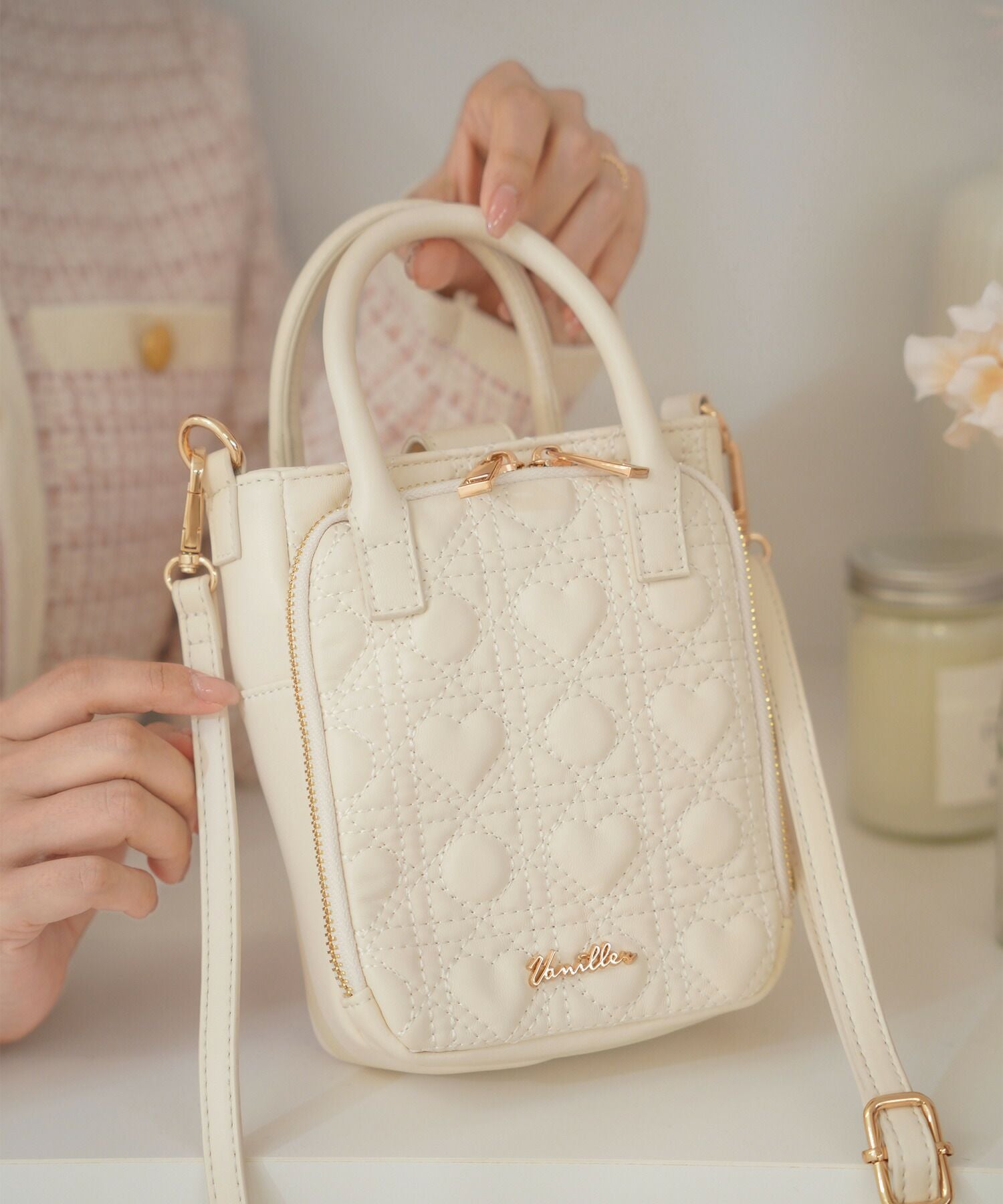 オリジナル ハートキルティング ミニ ショルダーバッグ le reve