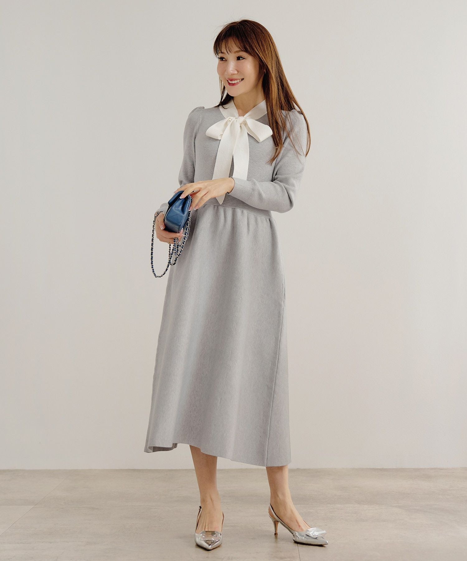 ボウタイ ニット ワンピース Liala×PG 全5色｜lpg341-2034【3】 - 長袖