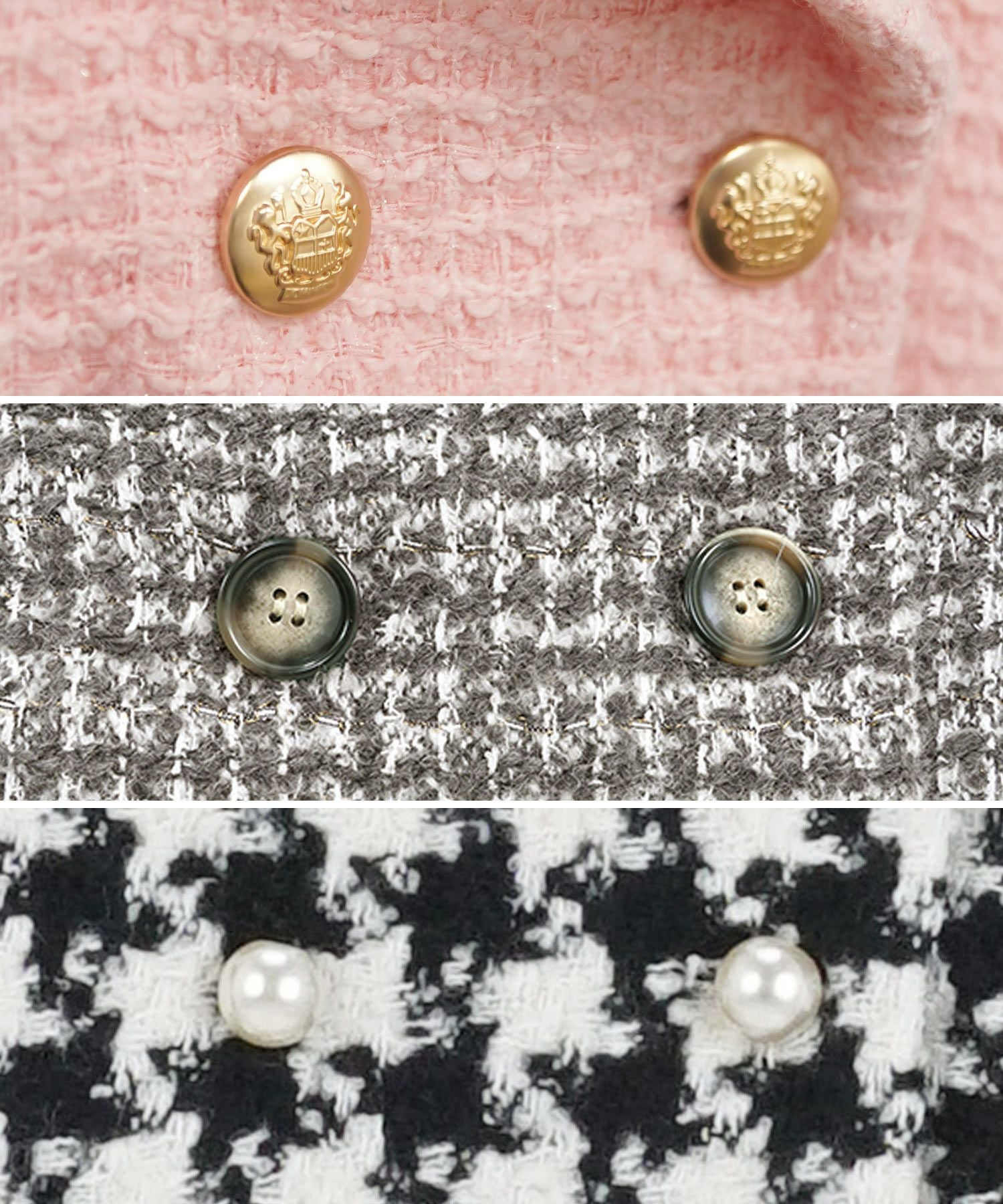 OUTLET-SALE テーラーカラー ダブル釦 ツイード コート Liala×PG 全6色