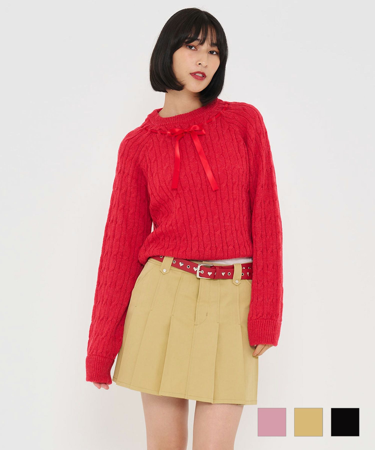 プリーツ ミニスカート TINA：JOJUN 全3色｜tnj641-0742【1】