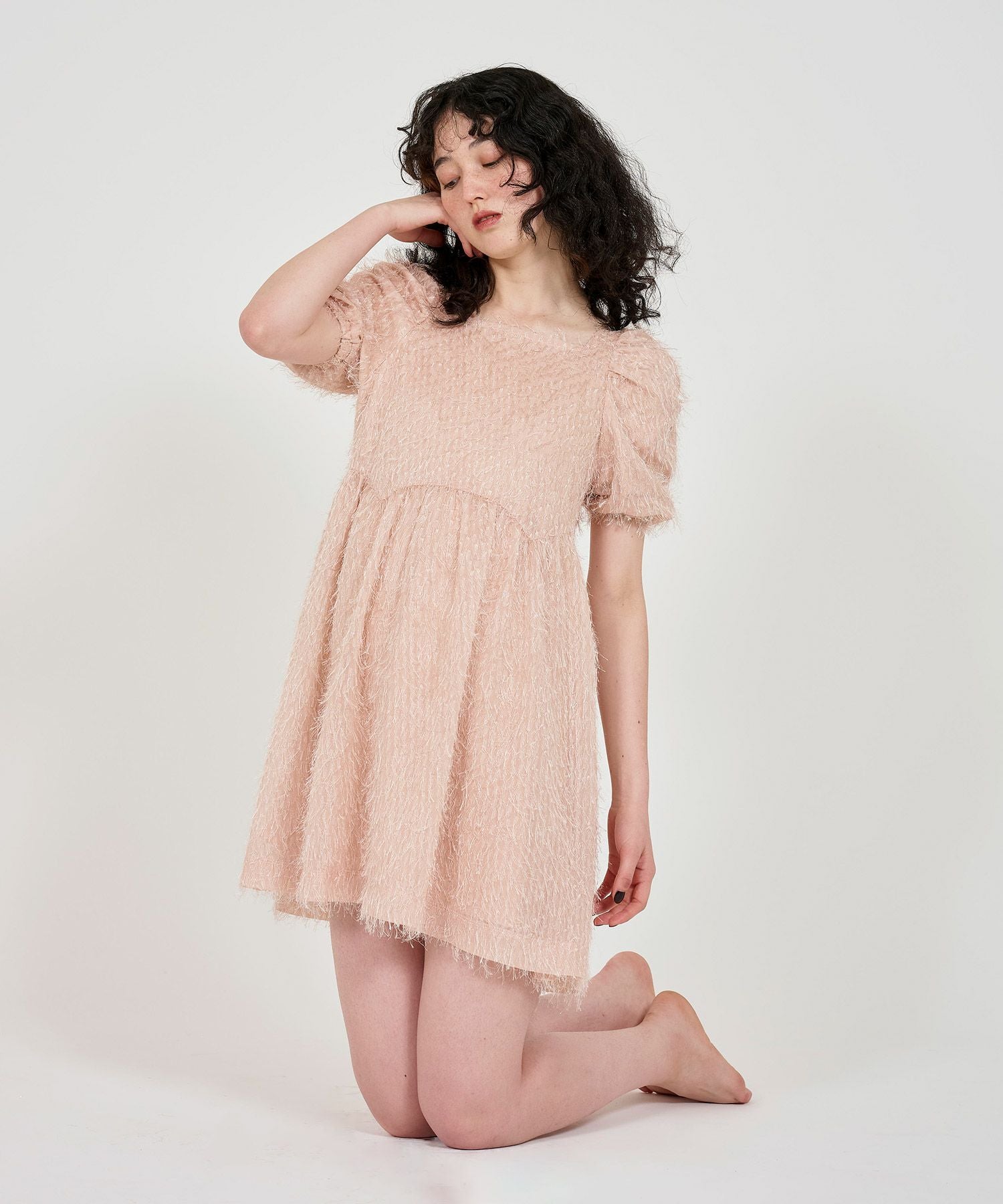 ラメシャギー ミニワンピース TINA：JOJUN 全2色｜tnj311-0833【1