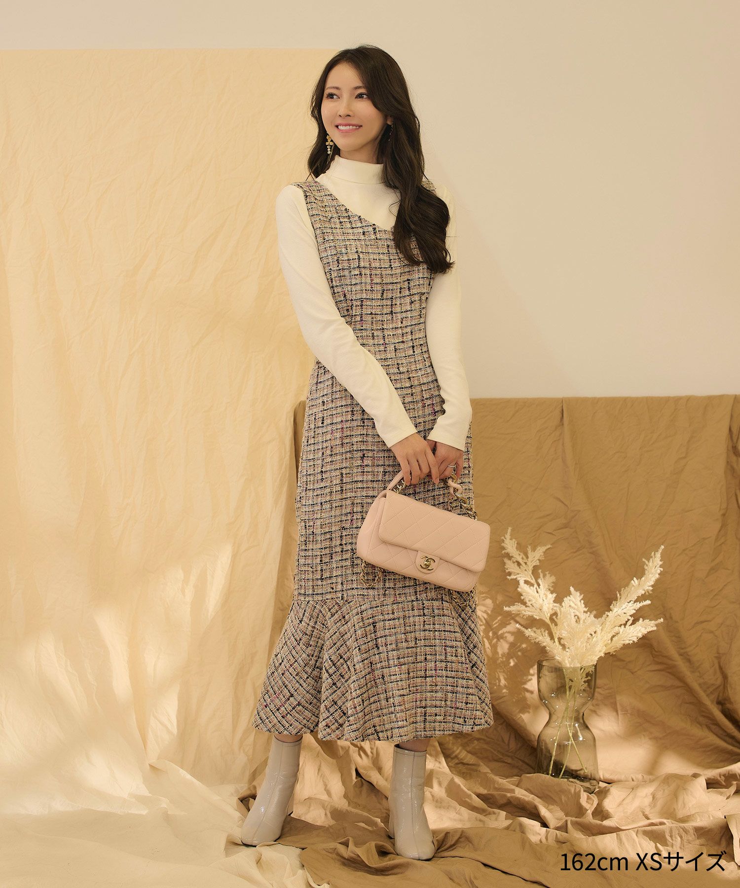 アソート ツイード マーメイド ロングワンピース lieulien×manami