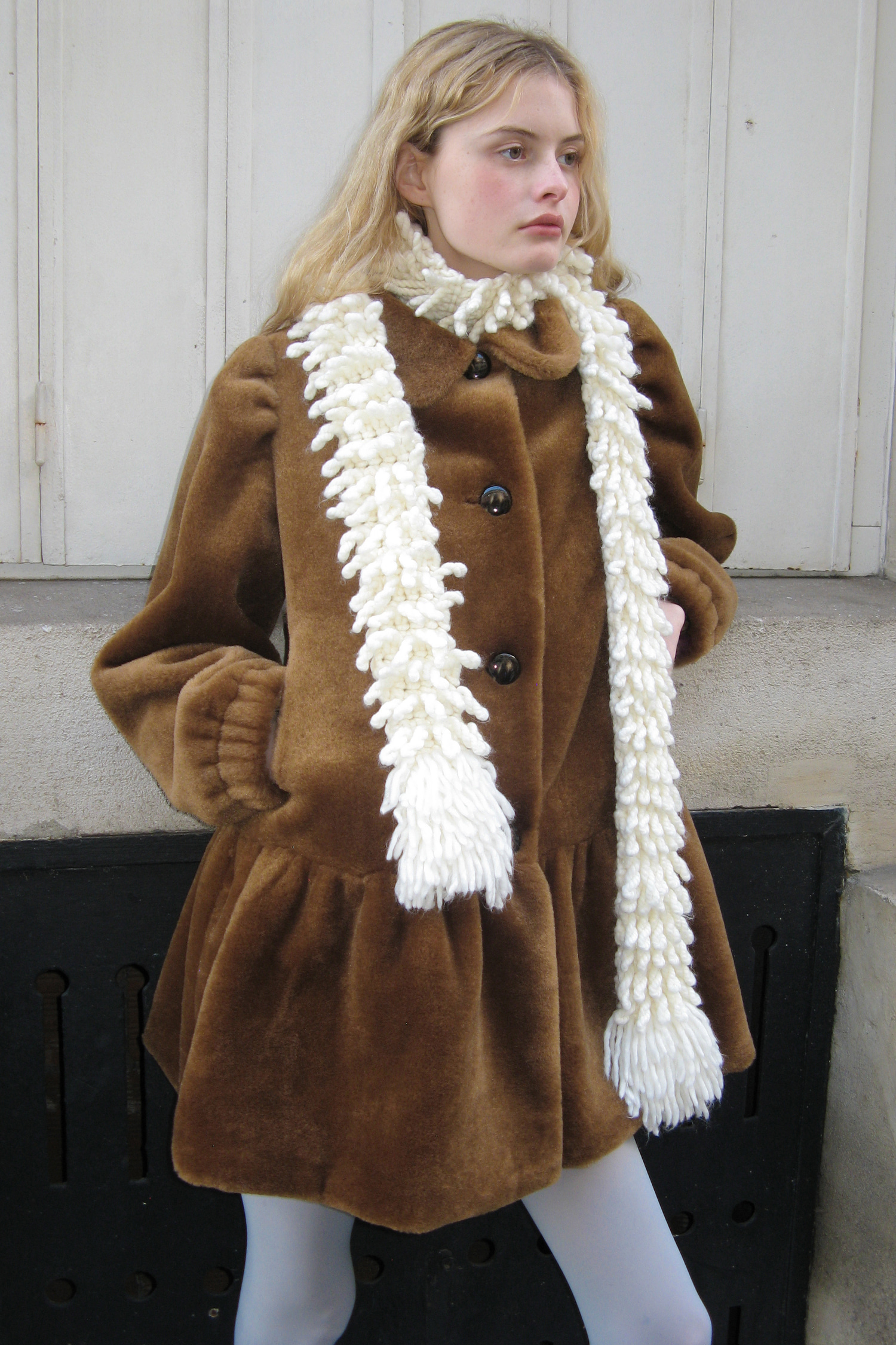 SN Ruffled Shearling Fur Coat (Brown) | ファッション通販サイト NUGU