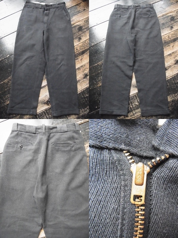 60s 黒 ウィップコード ワークパンツ - Side Car Charlie