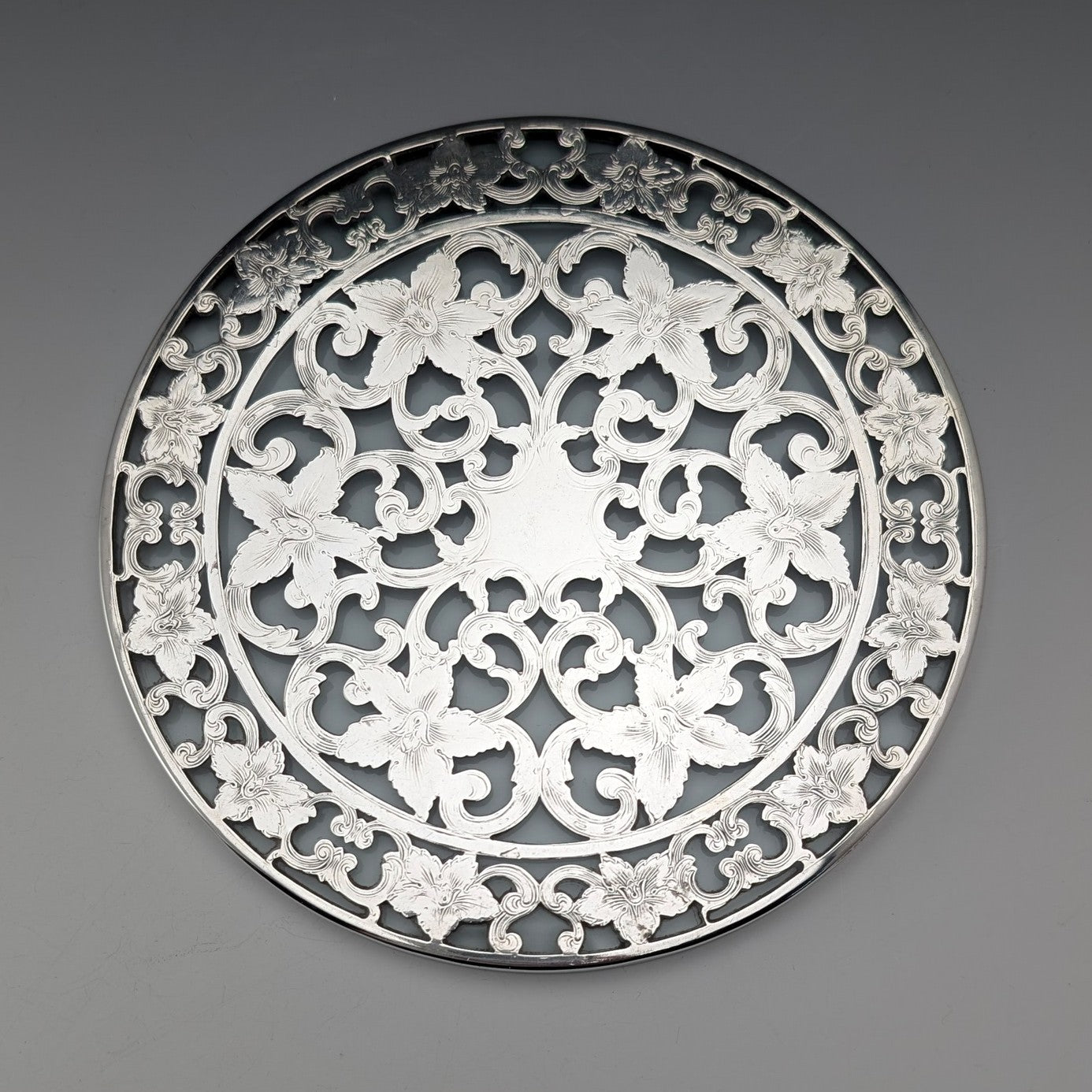 米国ヴィンテージ シルバーオーバーレイ コースターディッシュ Webster