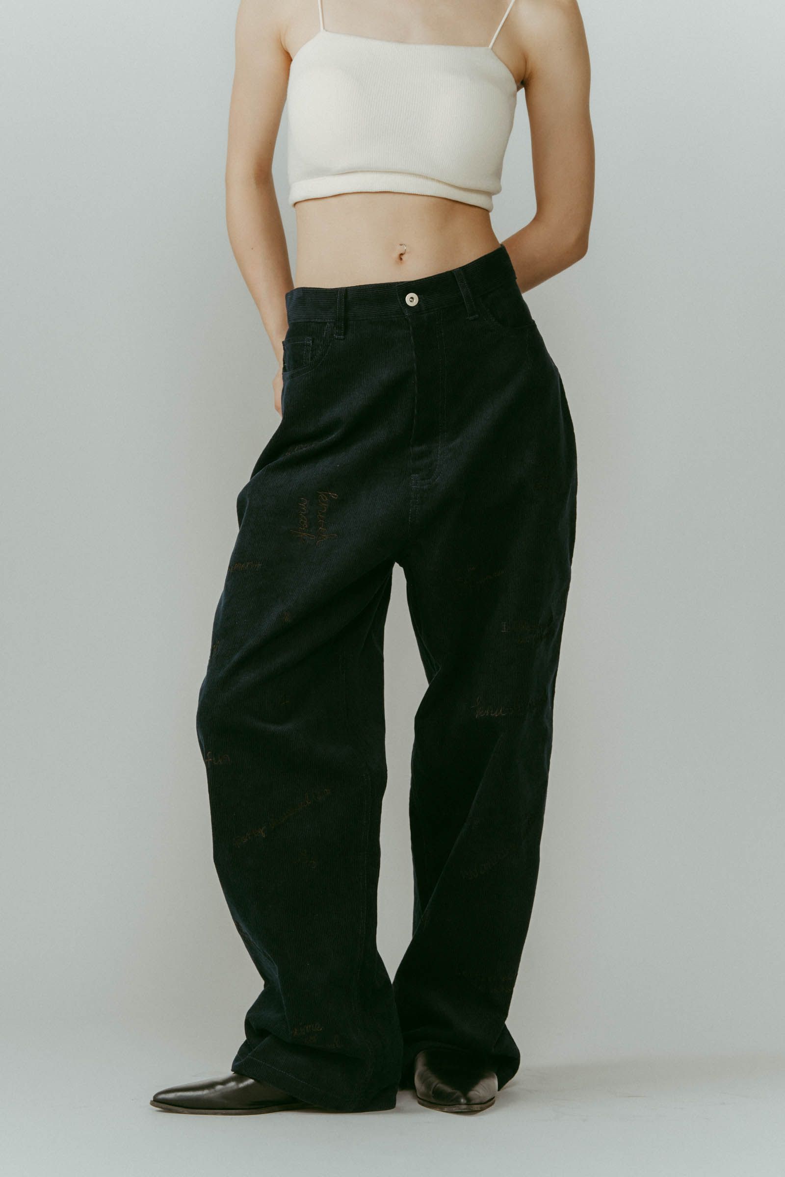 Knuth Marf - embroidered corduroy pants / レタリング刺繍