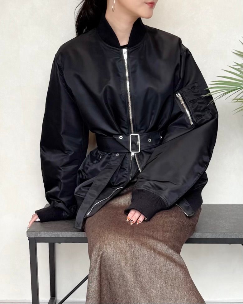 CINOH - MA-1 / リモンタナイロン フライトジャケット (ブラック