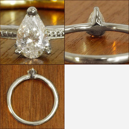 プラチナ ペアシェイプ ダイヤモンドリング 0.13ct R00118 – SISTINA