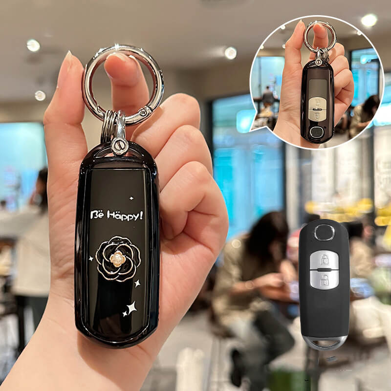 マツダ】キーリング付きブラックキーケース 〔Aタイプ〕