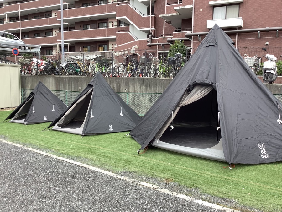 DODワンポールテントL黒 センターポール・ペグ付き DODワンポール