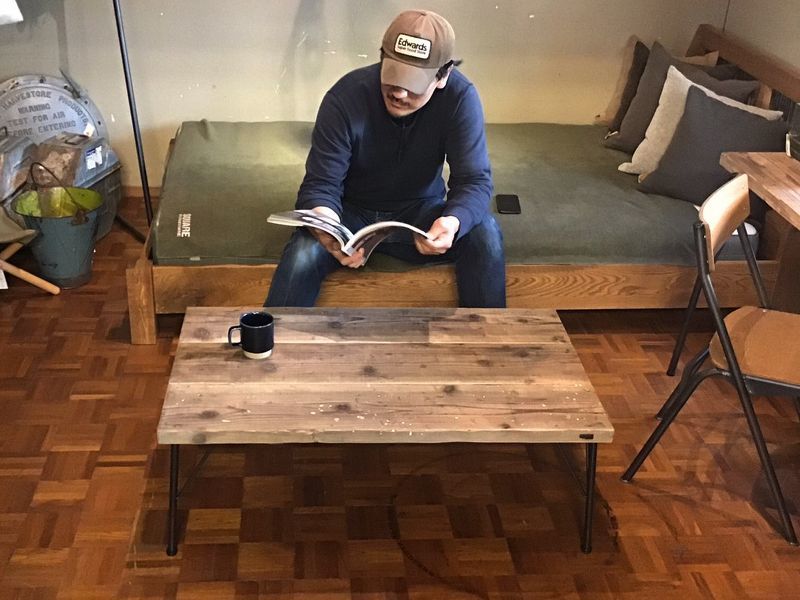 送料無料≪ローテーブル≫【USED足場板ローテーブルDIYキット/アイアン