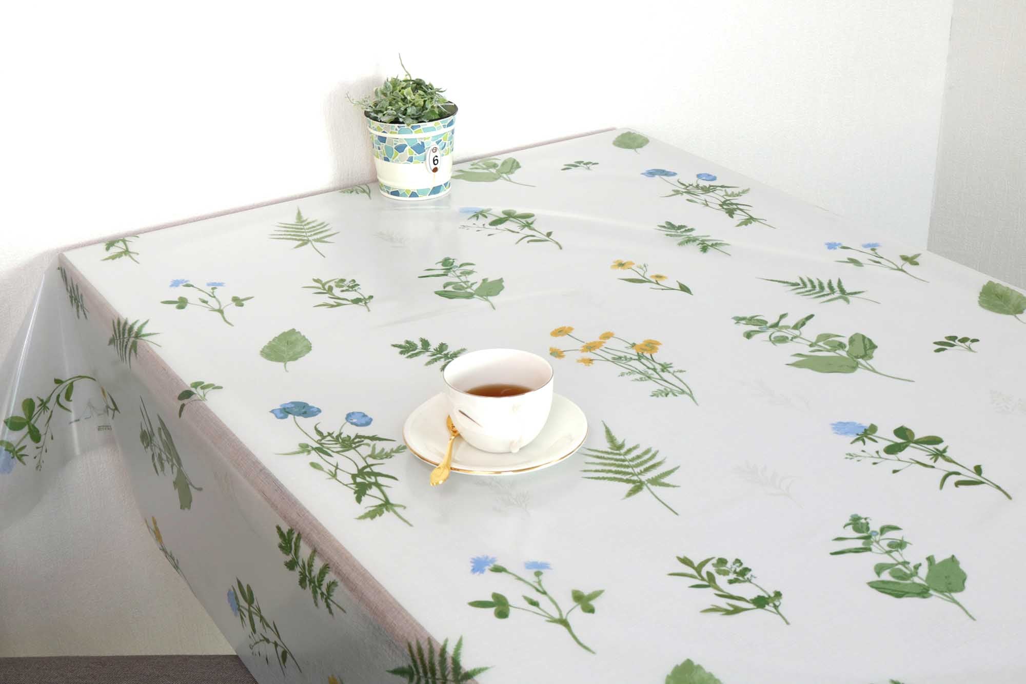 テーブルクロス ボタニカル ブルー （幅 約120cm×長さ10cm