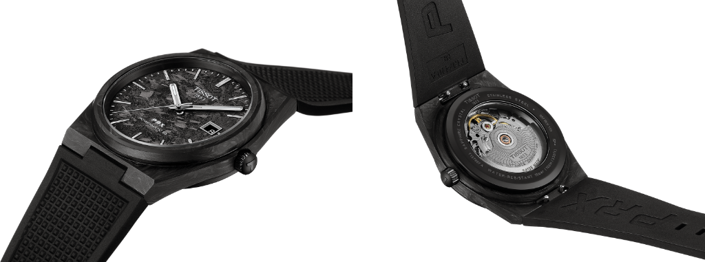 ティソの人気コレクションPRXに 個性が際立つフォージドカーボンモデル