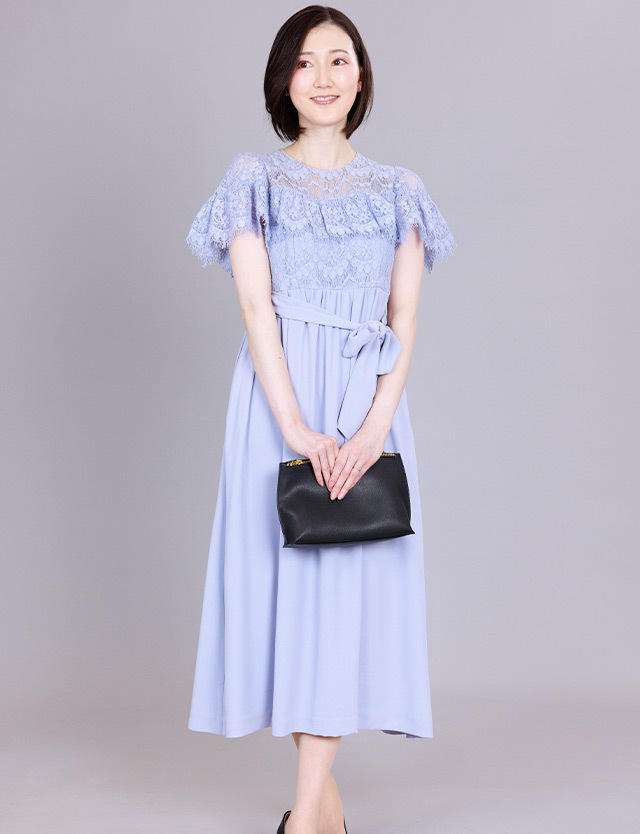 レースドッキング ロングドレス 産前産後兼用 授乳服 マタニティ