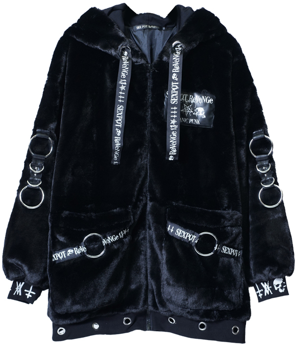 CDJapan : Black Fur Rabbit Ear Blouson (M) SB05137-101 SEX POT