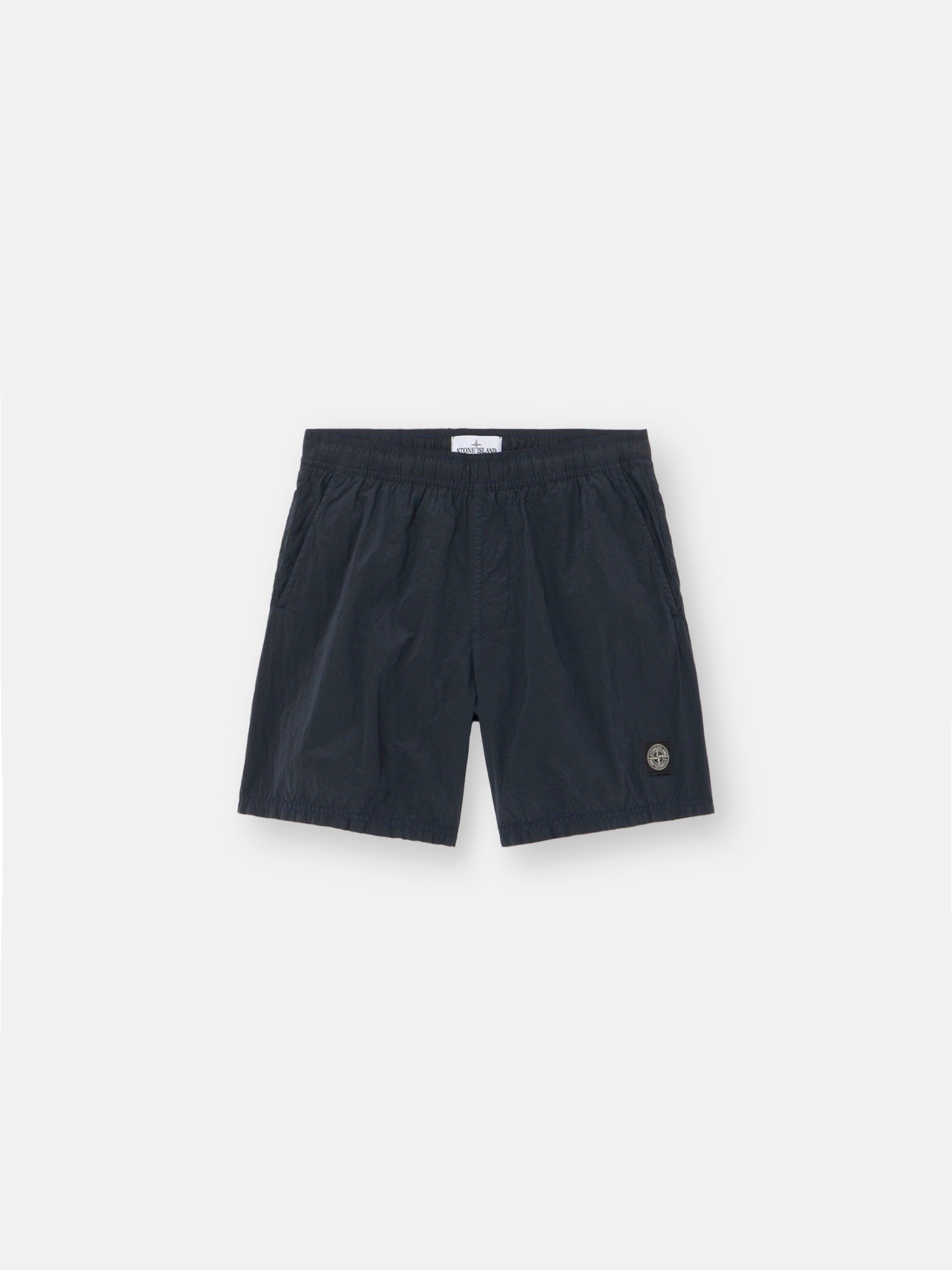 ネイビーブルー レギュラーフィット ミッドレングス スイムショーツ