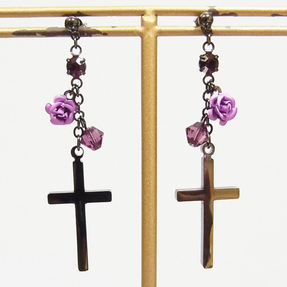 薔薇 十字架 ピアス ローズ クロス | ゴスロリ | ティアーズヘブン