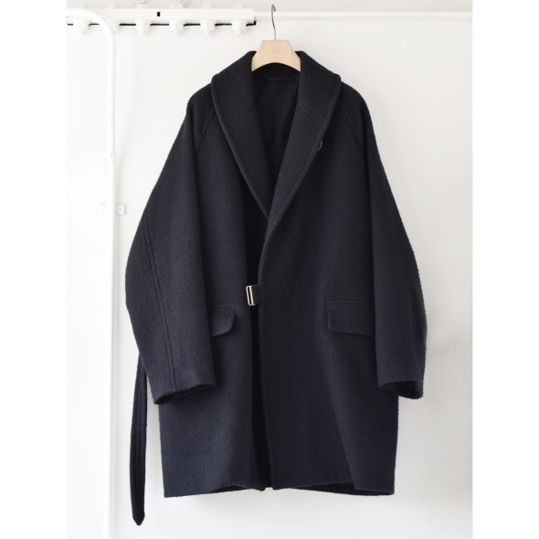 COMOLI / コモリ | ウール ショールカラーコート - Navy | 通販 - 正規