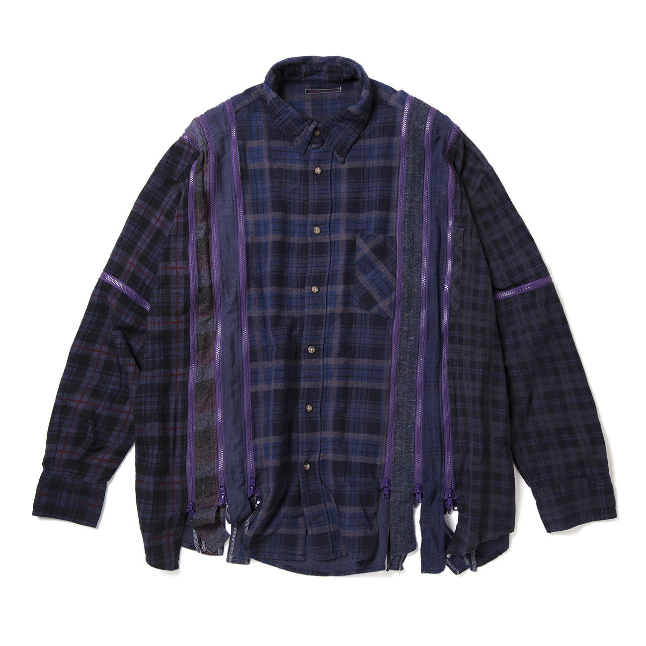 Rebuild by Needles 7カットジップシャツ 長袖シャツ Rebuild by Needles | Flannel Shirt ->7 Cuts Zipped Shirt / Wide