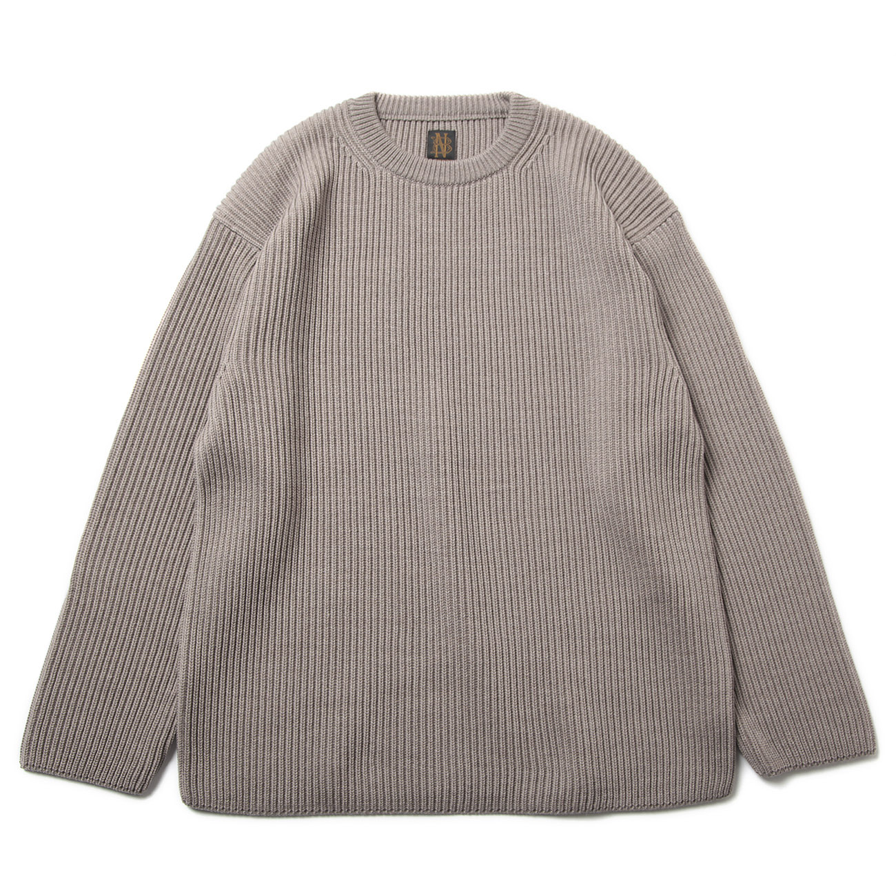 BATONER / バトナー | SOLID WOOL RIB CREW NECK (メンズ) - Beige