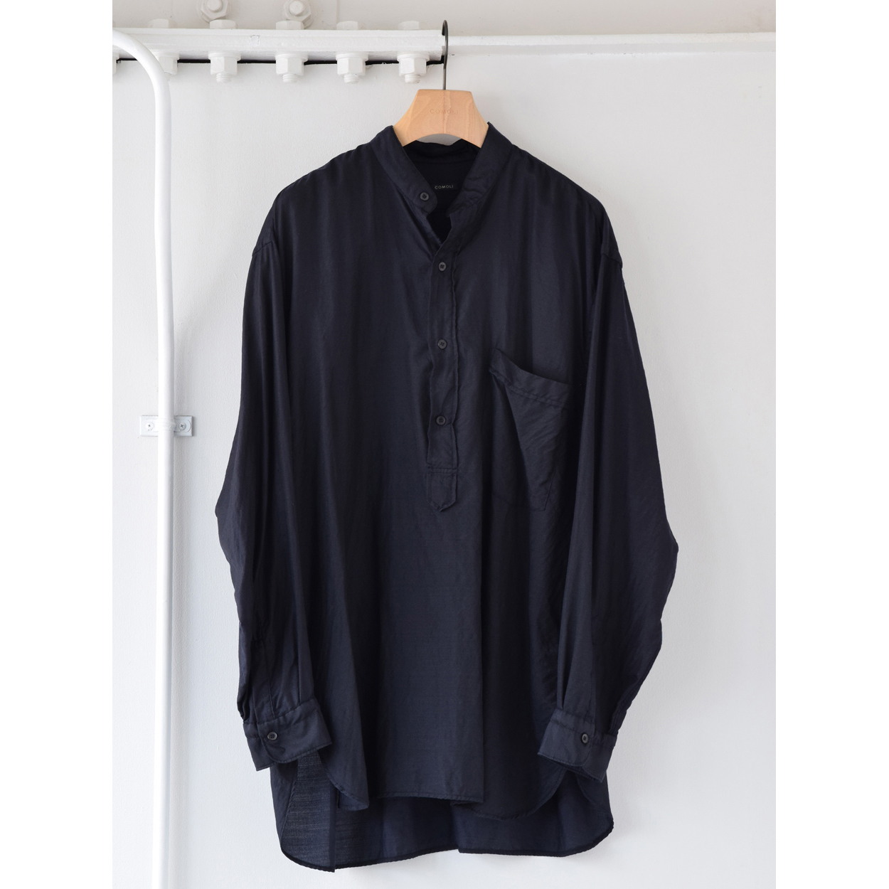 COMOLI / コモリ | ウールシルク プルオーバーシャツ - Navy | 通販