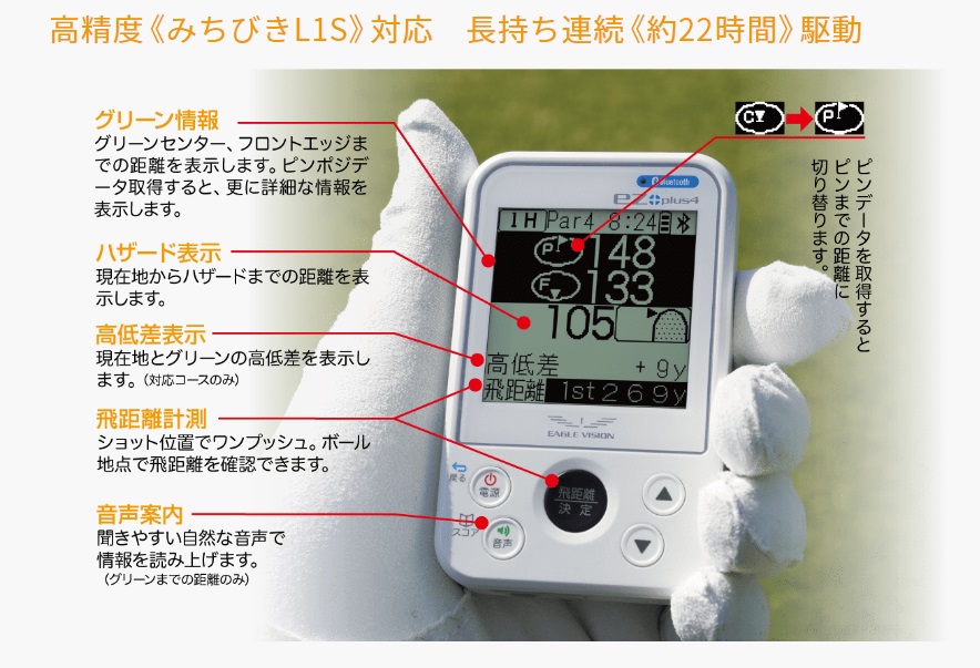 EZ plus4 ゴルフ GPSナビ Bluetooth機能搭載 Bluetooth搭載でさらに