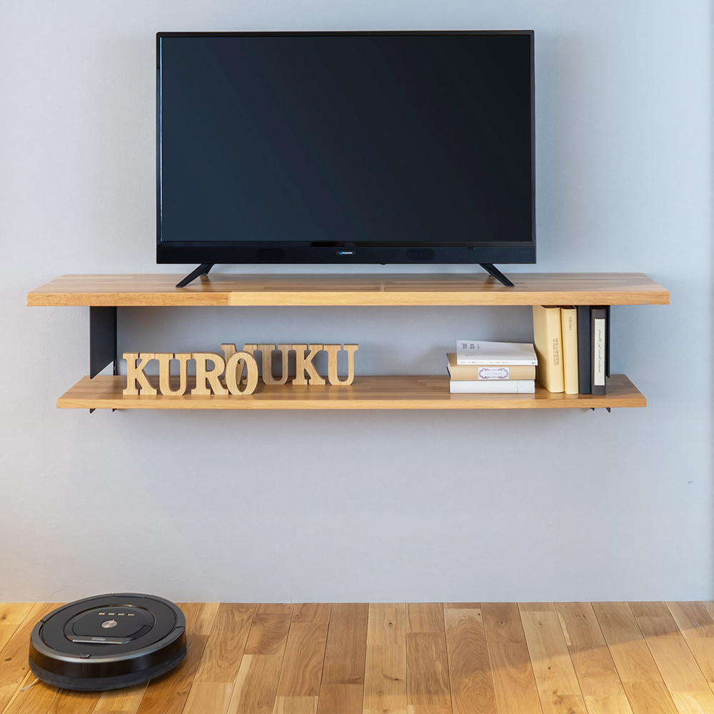 one's store / オークと黒い棚柱のTVボード【奥行300mm】クリア塗装