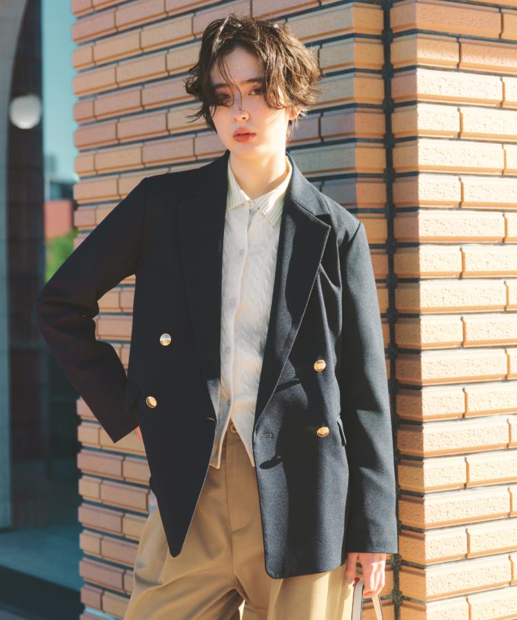 通勤・セレモニー】CAVIAN 金ボタンダブルブレストジャケット