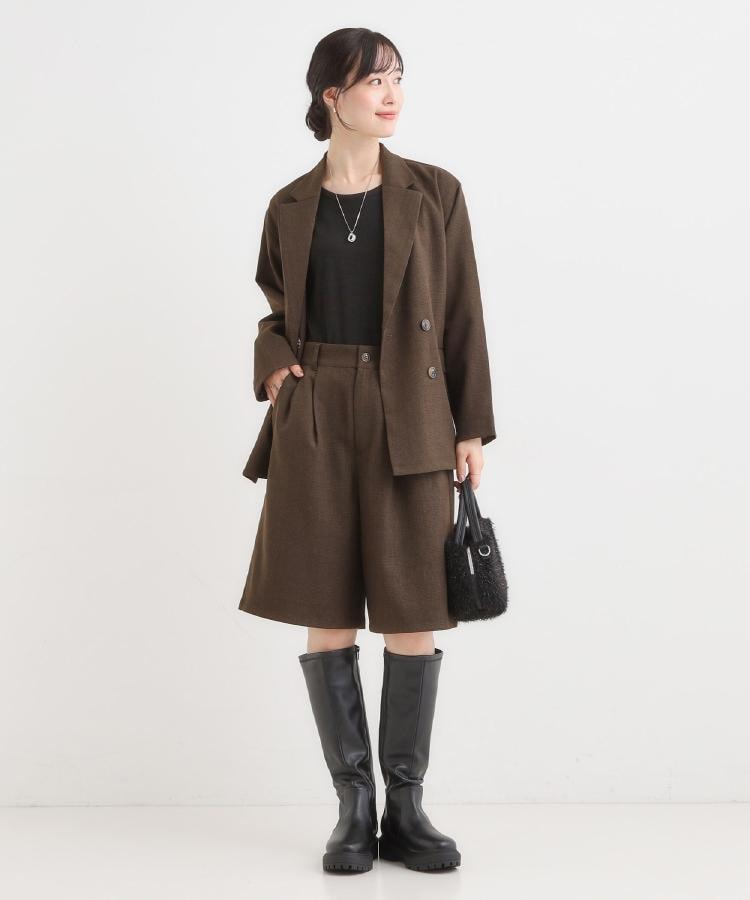 セットアップ可】チェック柄 ダブルブレストテーラードゆるジャケット