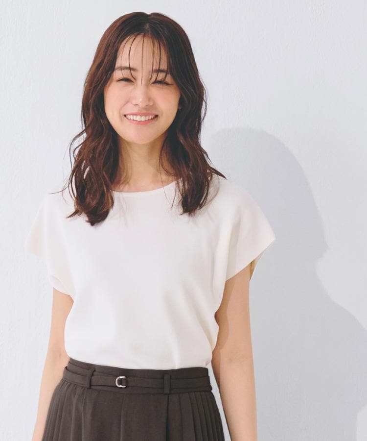 嬉しい機能付き】やわらかドライタッチフレンチスリーブニット（ニット