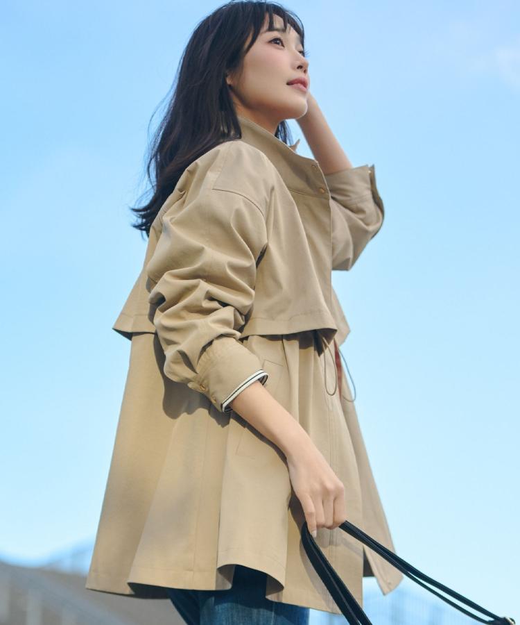 撥水／シルエット2WAY】羽織るだけでサマになる、スタンドネックテント