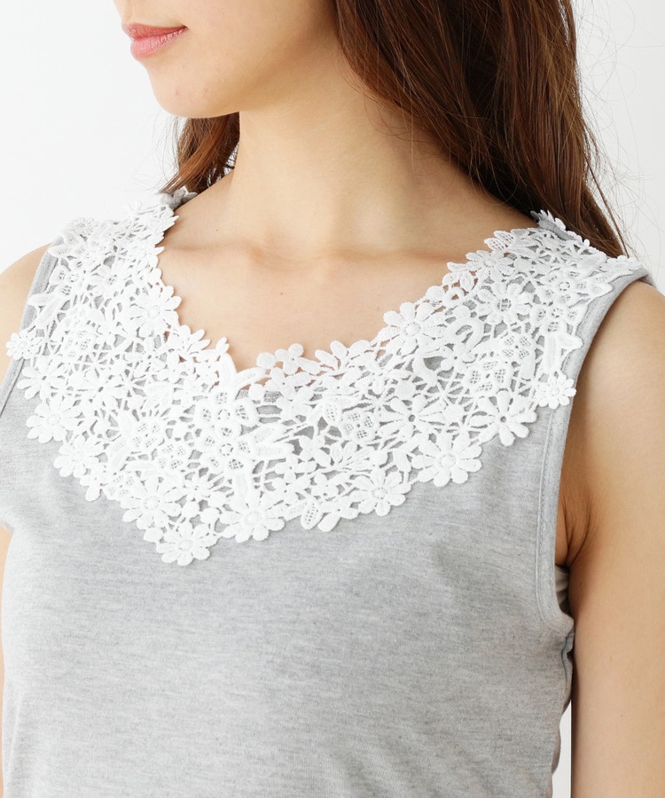 接触冷感襟レースタンクトップ（タンクトップ・キャミソール） | grove