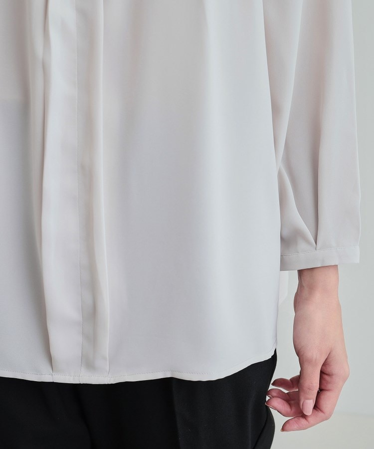 ◇【S-3L】バンドカラー風タックブラウス（シャツ・ブラウス） | SHOO