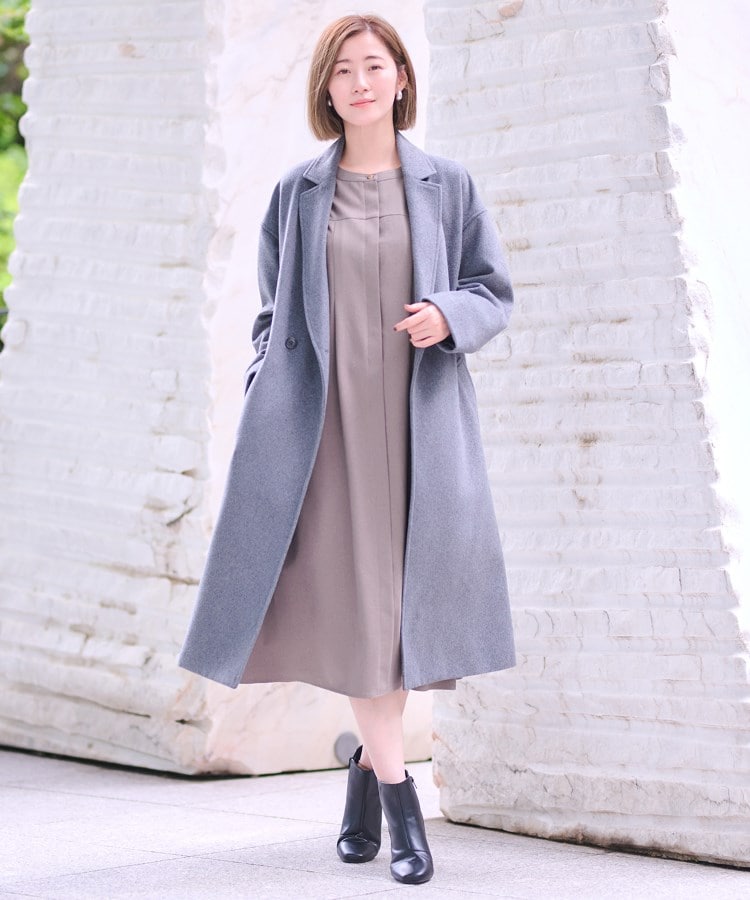 ベルテッドダブルチェスターコート【ロング丈】（チェスターコート