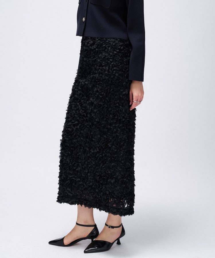 オケージョン／手洗い可】フラワーチュールレーススカート（マキシ