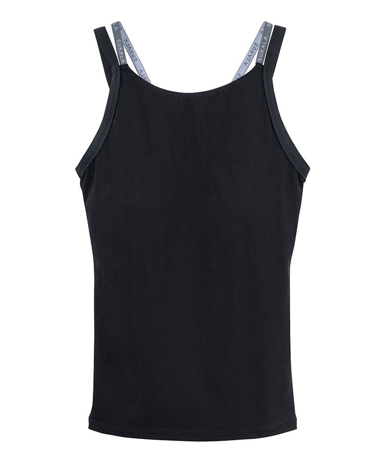 SUKALA】ダブルストラップリブロゴタンクトップ(XS・LLサイズ サンド