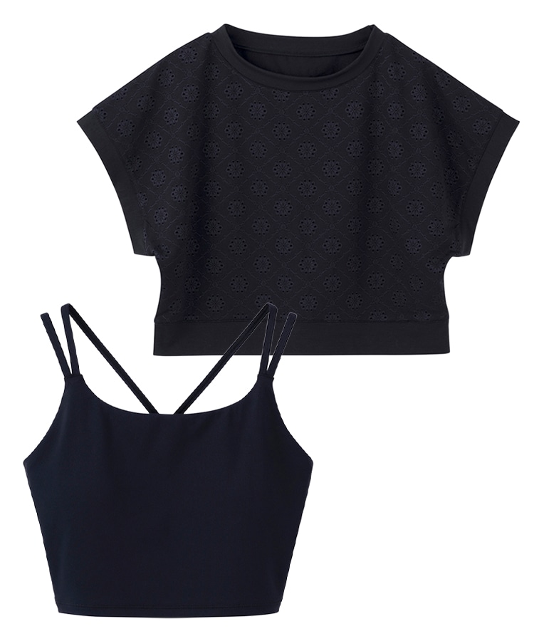 SUKALA】ブラトップ付きフラワーレーストップス(XS・L・LLサイズ オフ