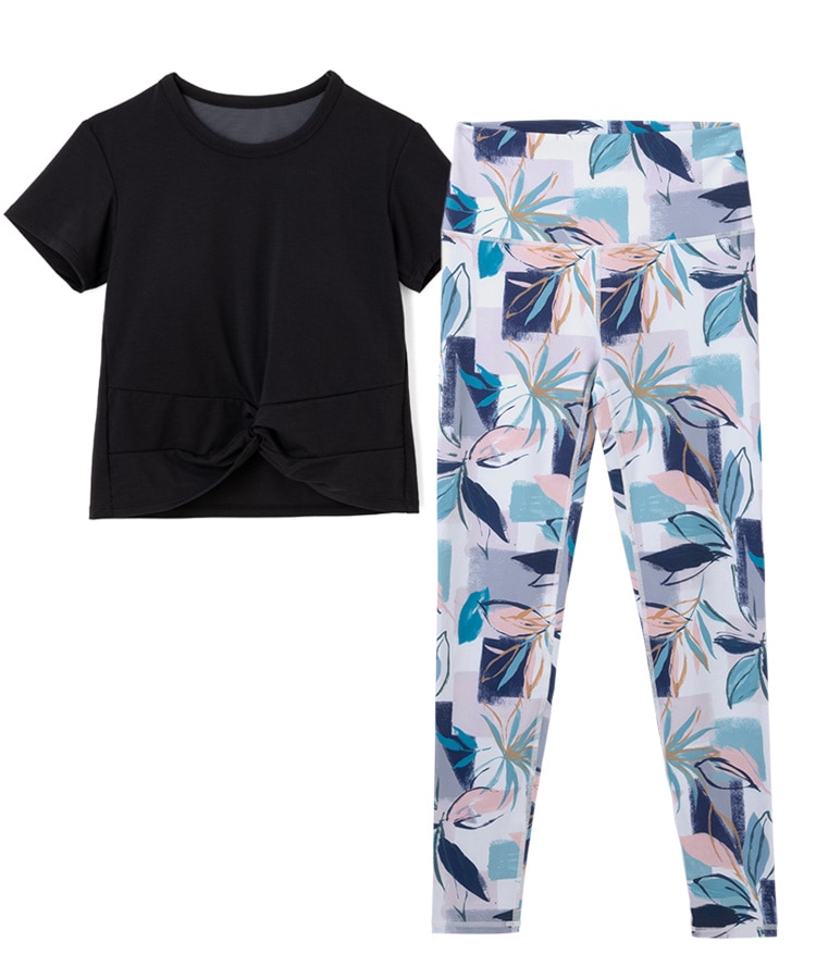 SUKALA】カップ付きTシャツ＆レギンスセットアップ(Sサイズ アイボリー