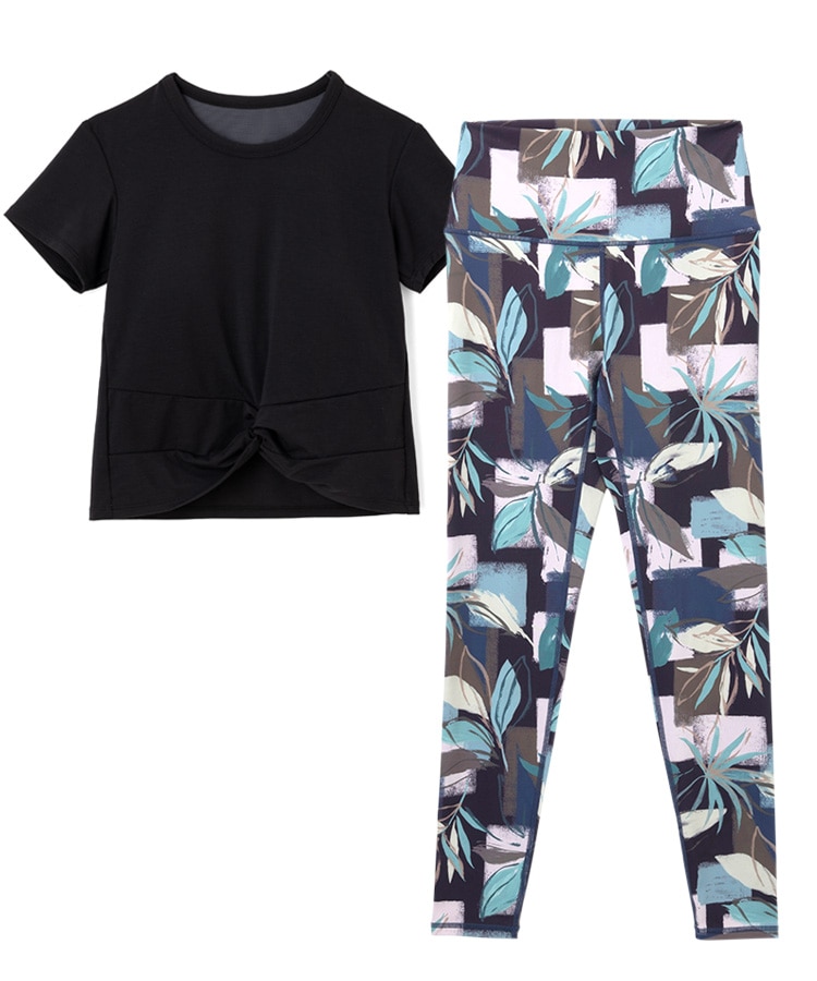 SUKALA】カップ付きTシャツ＆レギンスセットアップ(Sサイズ アイボリー