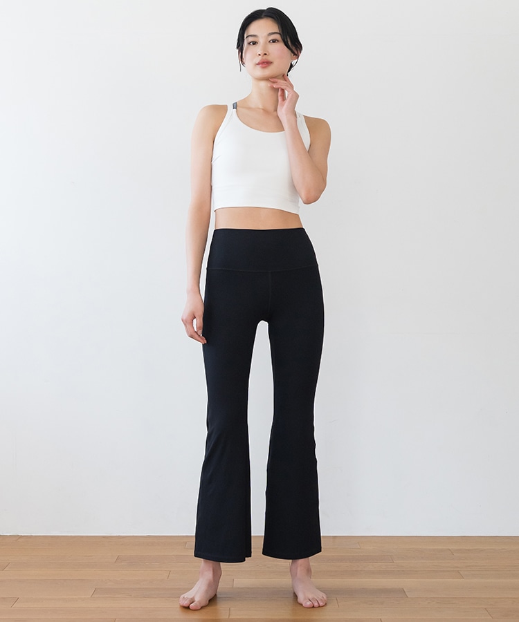 SUKALA】ベーシックリブフレアパンツ(XS・S・M・L・LLサイズ ブラック